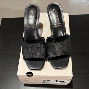 LC Lauren Conrad Black Textured Mules